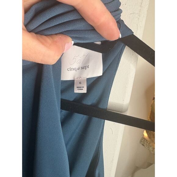 Cinq à Sept Rori Tie Waist High Neck Midi Dress Green Size 6 MSRP $395 - Picture 4 of 7